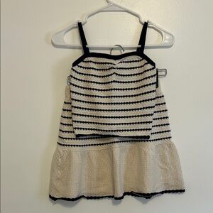 Elegant Black and Cream Striped Mini Skirt